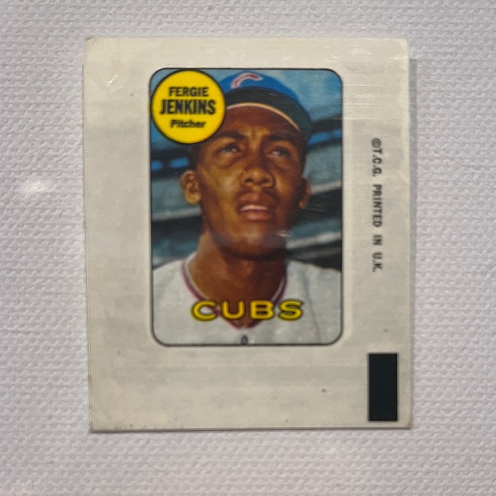 1969 Topps Decal Cubs Fergie Jenkins